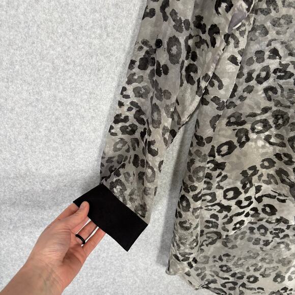 Bongo Shirt Womens XL Animal Leopard Tunic Sheer Blouse High Low Witchy Flowy - Picture 6 of 14